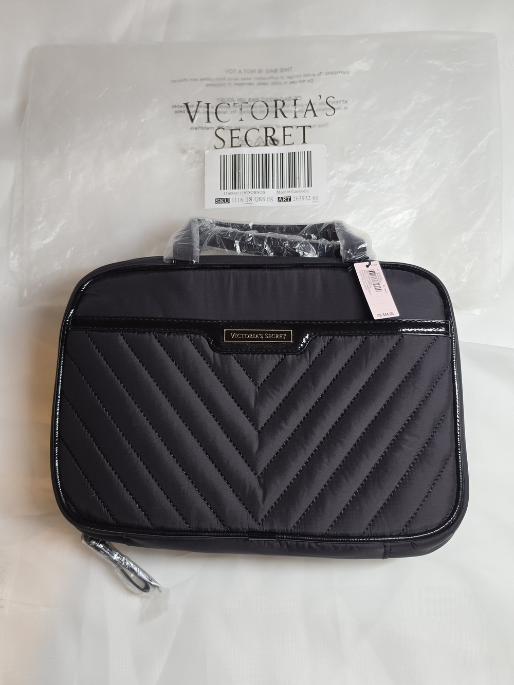 Victoria's Secret Quilted Black Cosmetic Toiletey Bag